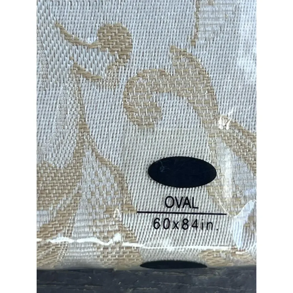 Vintage Wilton Court NEW OLD STOCK Florentine Gold Damask Oval Tablecloth 60x84